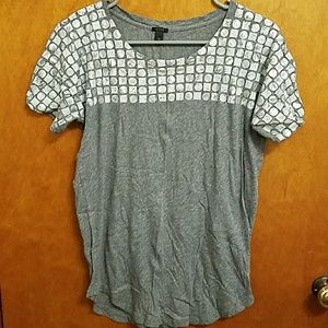 J Crew Gray Tee with Silver/White Detail - Sz. XS